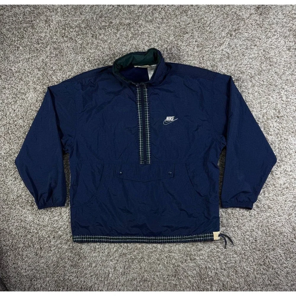 Vintage 90s Nike Windbreaker Nylon Jacket Navy Men's Size Large